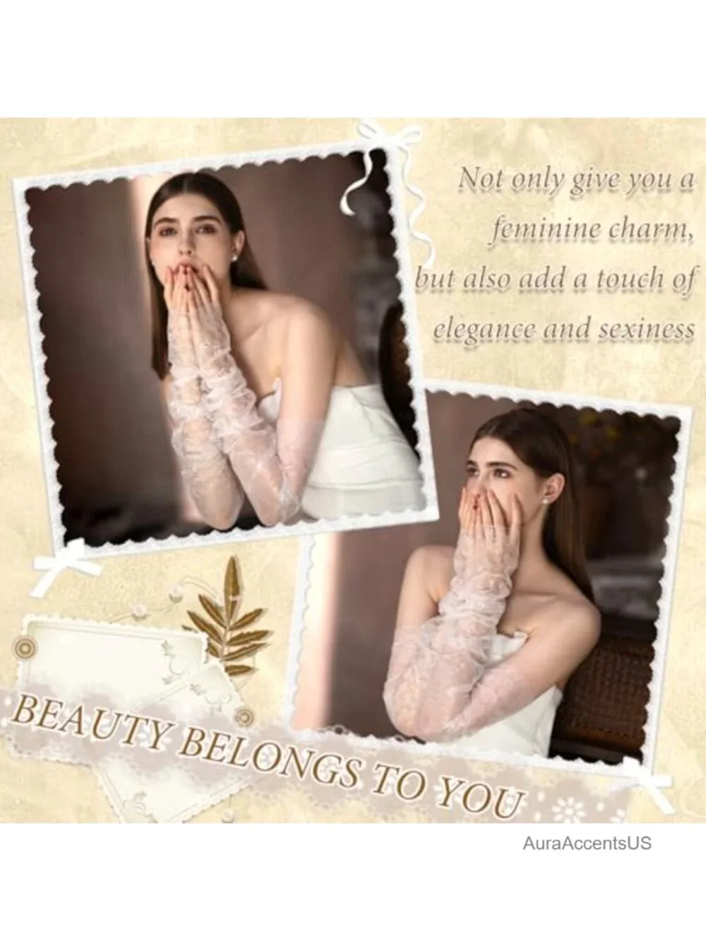 Lace Floral Gloves Fingerless Elbow Length Wedding Hand Accessories
